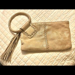 HOBO International Sable wristlet wallet in Buffed Gold.